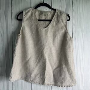 Match Point Linen Tank Top Women’s Size Medium Tan USA